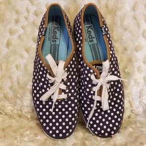 Keds Blue & White Polka Dot Sneakers Sz 7